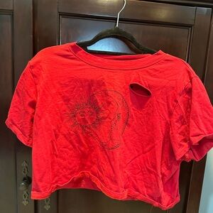 Amazon Essentials Red Sun and Moon Crop Top